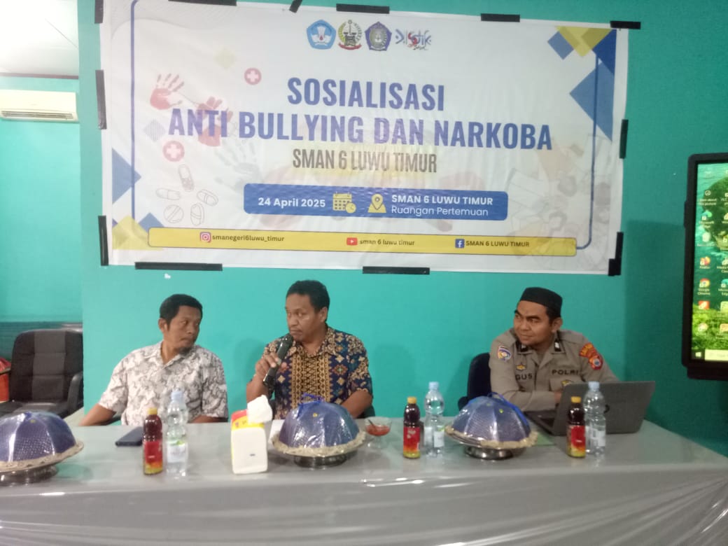 Kanit Bintipsos Sat Bimas Polres Luwu Timur Sosialisasi Bahaya Narkoba dan Bullying di SMAN 6